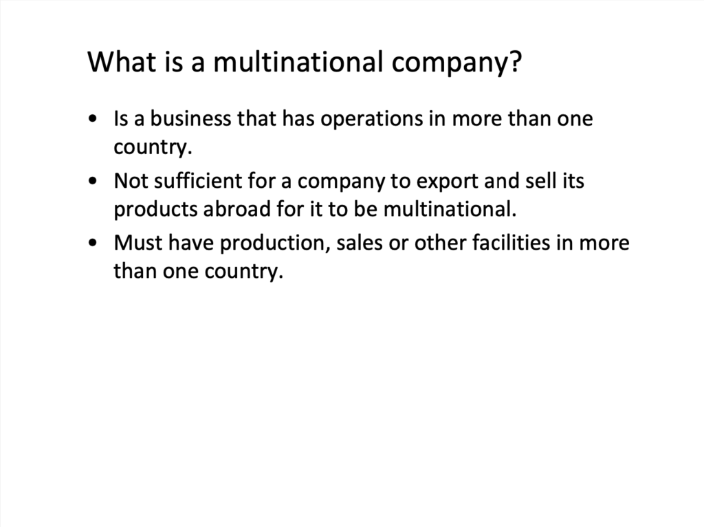 Multinationals Presentation Notes